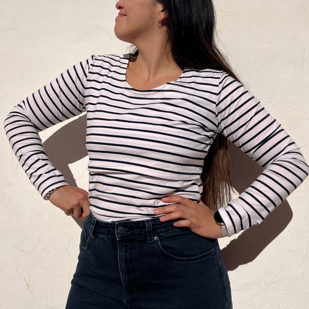 Long sleeve nursing t-shirt - Amelia Blue 