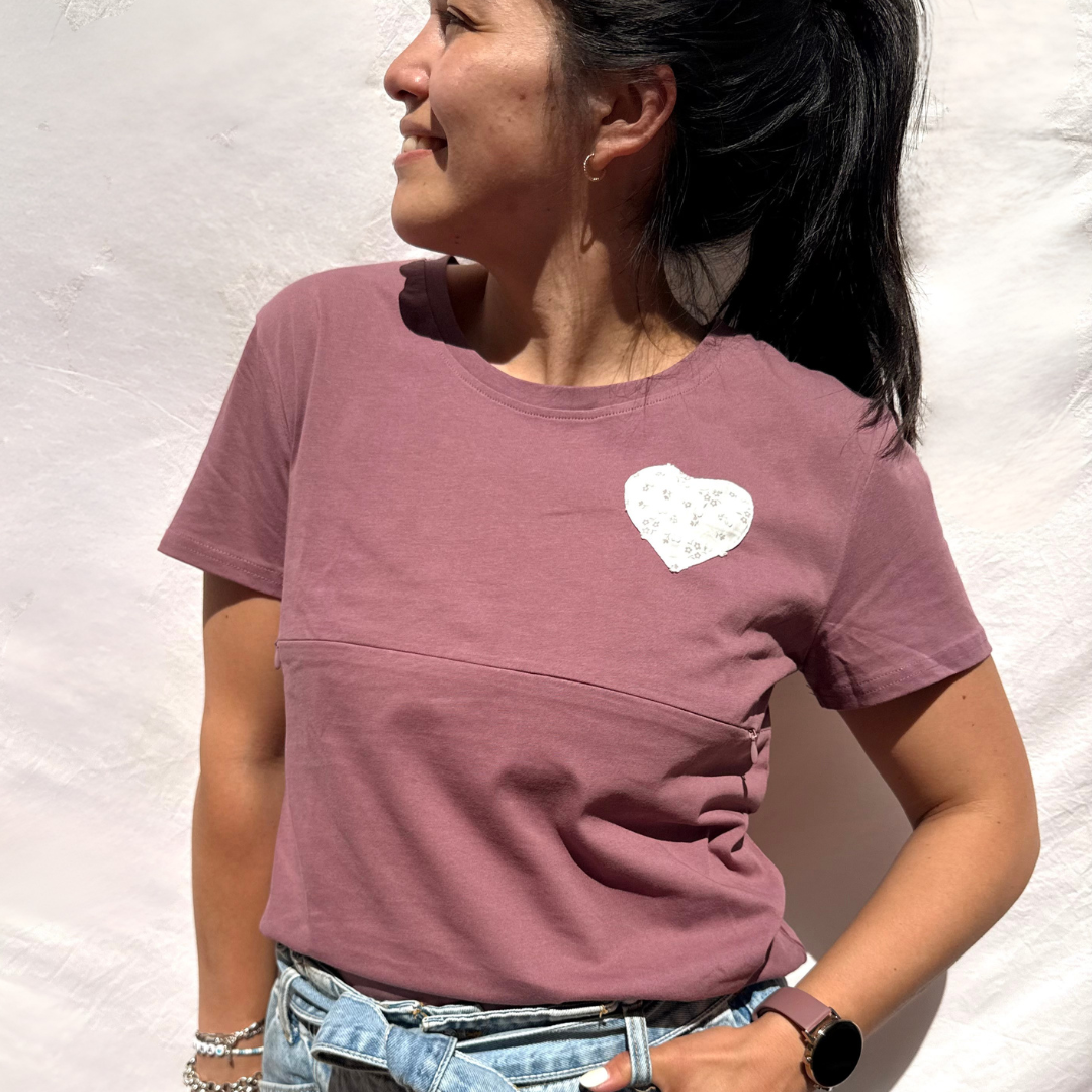 Camiseta lactancia materna Emma - Burdeo