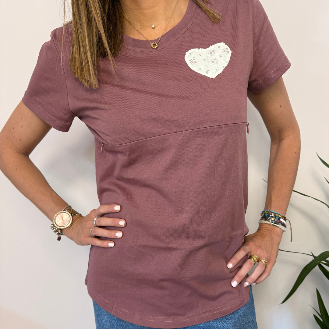 Camiseta lactancia materna Emma - Burdeo